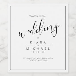 Helt enkelt minimalistiskt Bröllop Black ID523 Vinflaska Etikett