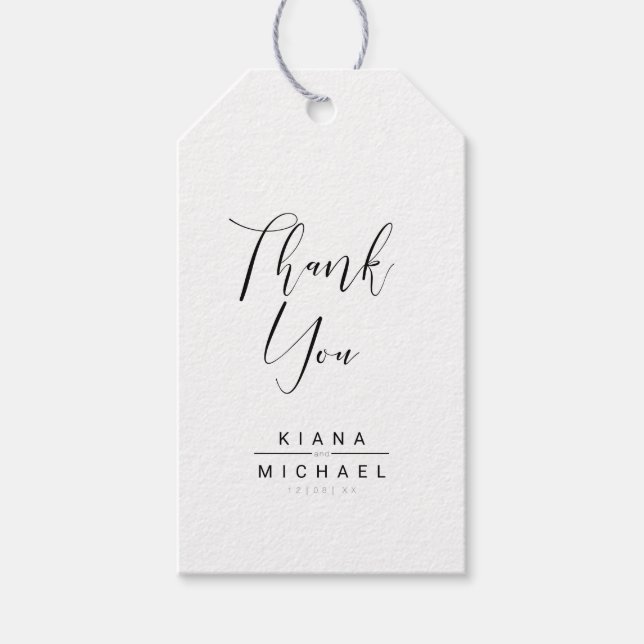 Helt enkelt minimalistiskt Bröllop Tack ID523 Presentetikett (Framsidan)