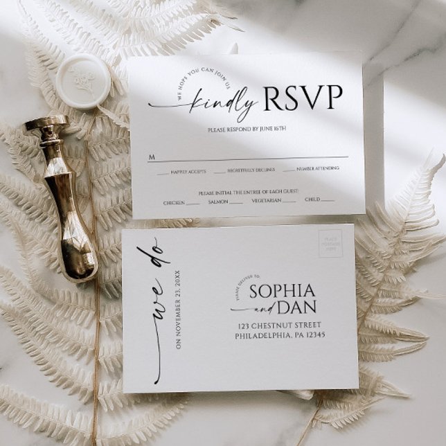 Helt enkelt minimalt vykort för Bröllop OSA (Simply Minimal Wedding RSVP)