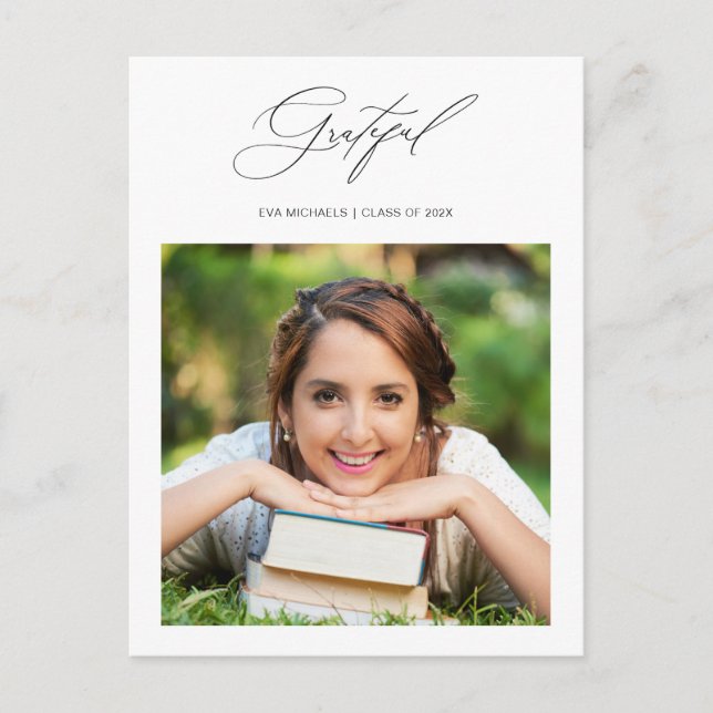 Helt enkelt tacksam Studenten Photo Tack Vykort (Framsida)