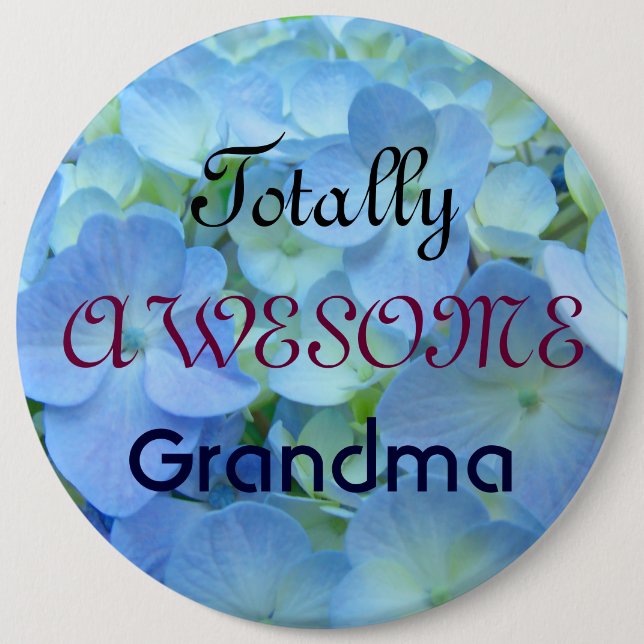 Helt fantastisk mormor knappar Blå Hortensia (Framsida)