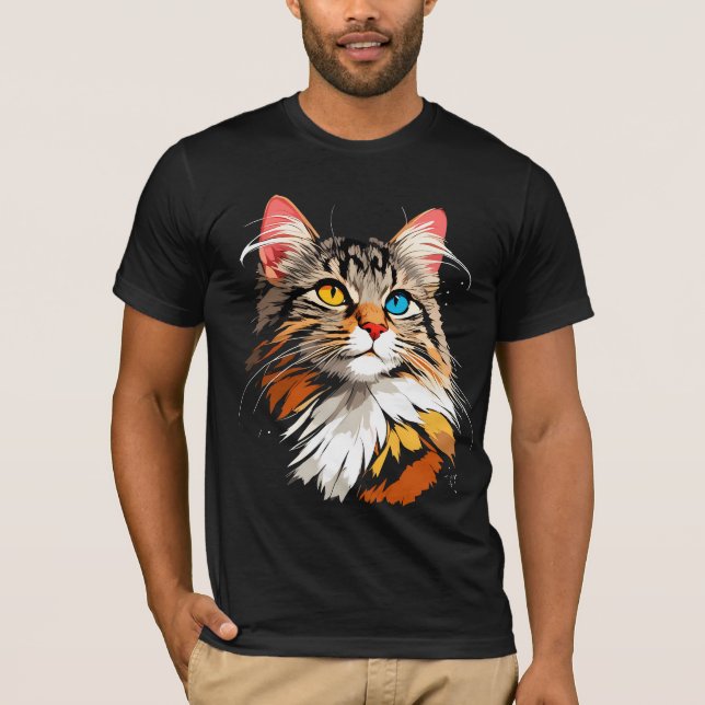 Helt färgad kattansikte T-shirt | Livlig unisex ka (Framsida)
