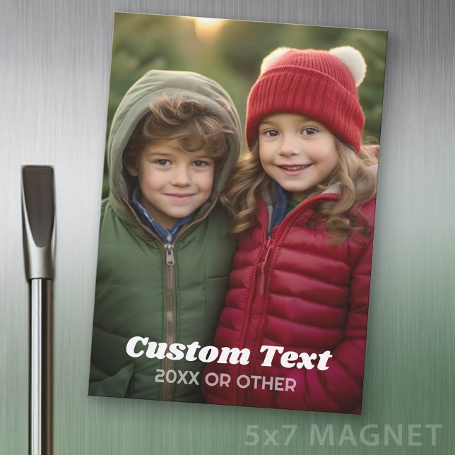 Helt foto vertikalt med text kylskåpsmagnet magnetisk inbjudningskort (Photo Magnet - 5x7 size)