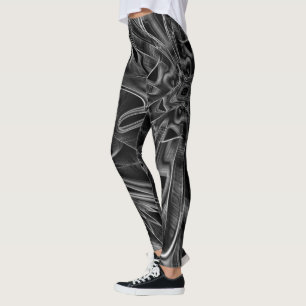 Helt korkade med grått-groovar, svart bakgrund leggings