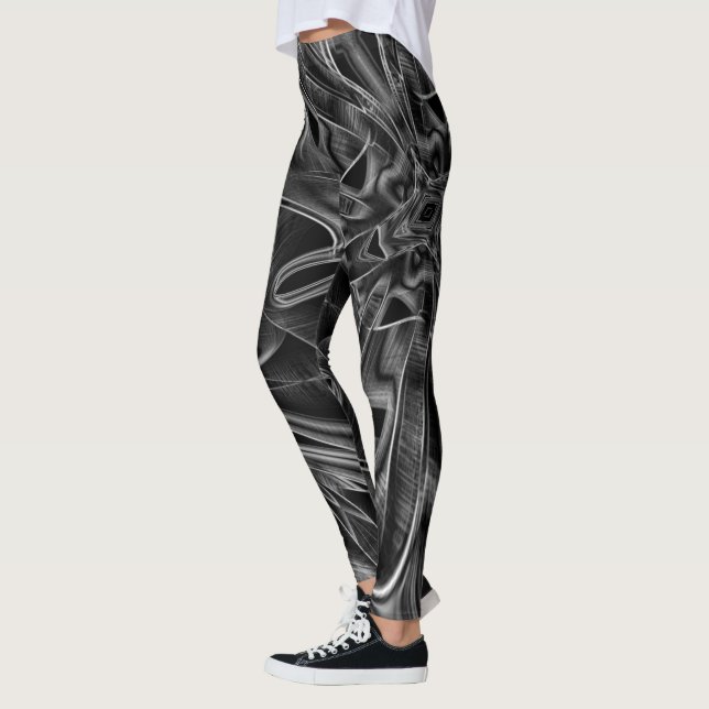 Helt korkade med grått-groovar, svart bakgrund leggings (Vänster)