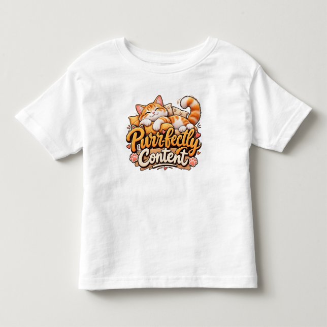 Helt nöjd söt katt småbarn  t shirt (Framsida)