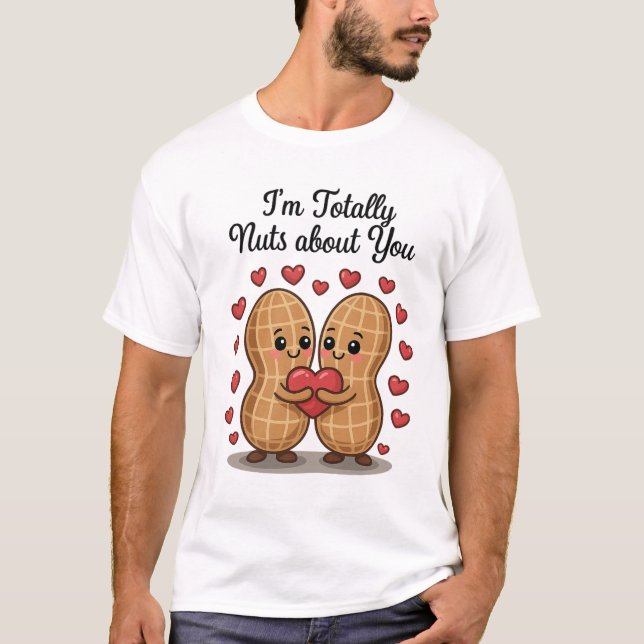 Helt Nöt om dig - Cute Peanut Kärlek Sticker T Shirt (Framsida)