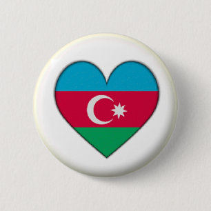HELT NY!! - AZERBAJDJAN HJÄRTA PINN BACKMÄRKE KNAPP