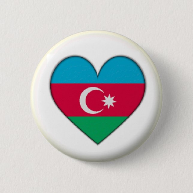 HELT NY!! - AZERBAJDJAN HJÄRTA PINN BACKMÄRKE KNAPP (Framsida)