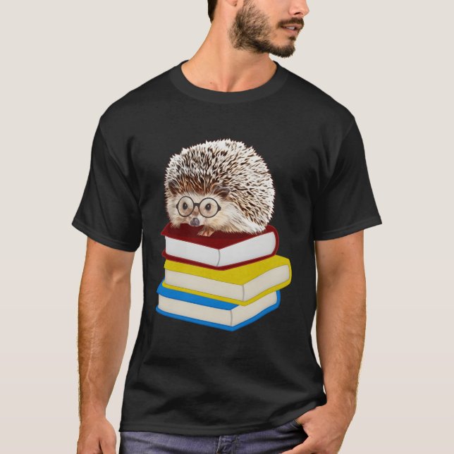 Helt olämplig Hedgehog Bok Nerd T Shirt (Framsida)