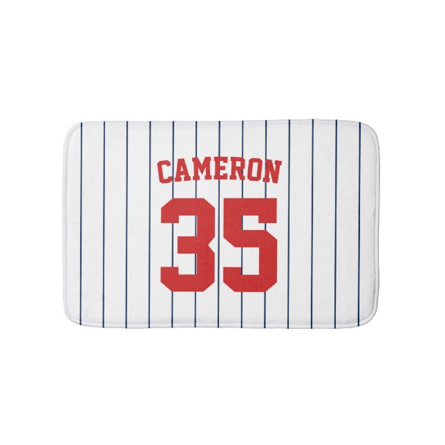 Helt redigerbar Färg Baseball Jersey Rand Namn Badrumsmatta (Framsidan)