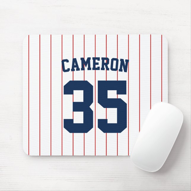 Helt redigerbar Färg Baseball Jersey Rand Namn Musmatta (Med mus)