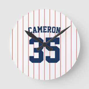 Helt redigerbar Färg Baseball Jersey Rand Namn Rund Klocka