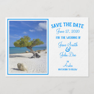 Helt redigerbar Save the Date Aruba Divi Träd Inbjudningar