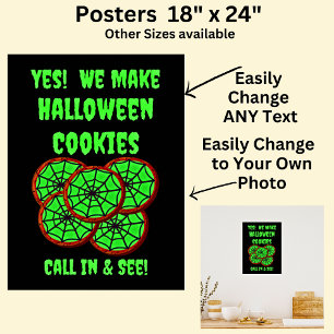 Helt redigerbara Halloween-cookies för kummelarkiv Poster