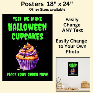 Helt redigerbara Halloween-Muffinsar för kummelark Poster