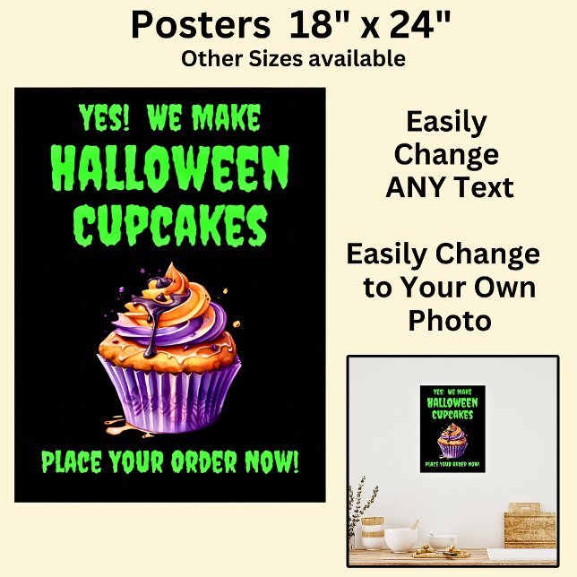 Helt redigerbara Halloween-Muffinsar för kummelark Poster (Skapare uppladdad)