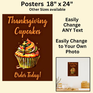 Helt redigerbara Muffinsar för Thanksgiving, Cake Poster