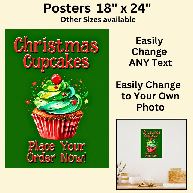 Helt redigerbara Muffinsar till jul för Cake Store Poster (Skapare uppladdad)