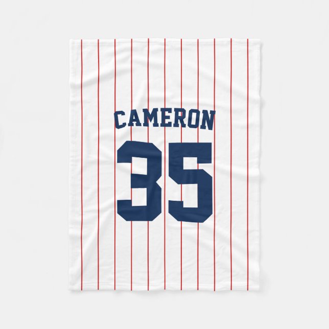Helt redigerbart Färger Baseball Jersey Rand Namn Fleecefilt (Framsidan)