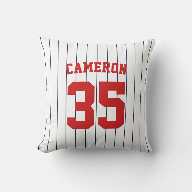 Helt redigerbart Färger Baseball Jersey Rand Namn Kudde (Framsida)