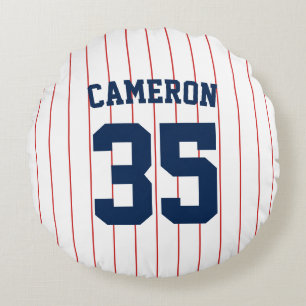 Helt redigerbart Färger Baseball Jersey Rand Namn Rund Kudde