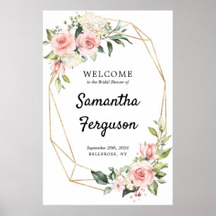 Helt redigerbart välkomsttecken för rosa blommigt poster