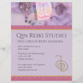 Helt redigerbart Yoga, Reiki Master Lavender Reklamblad