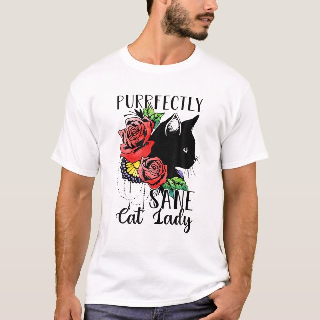 Helt sane Cat Dam Funny Crazy Cat Dam T Shirt (Framsida)