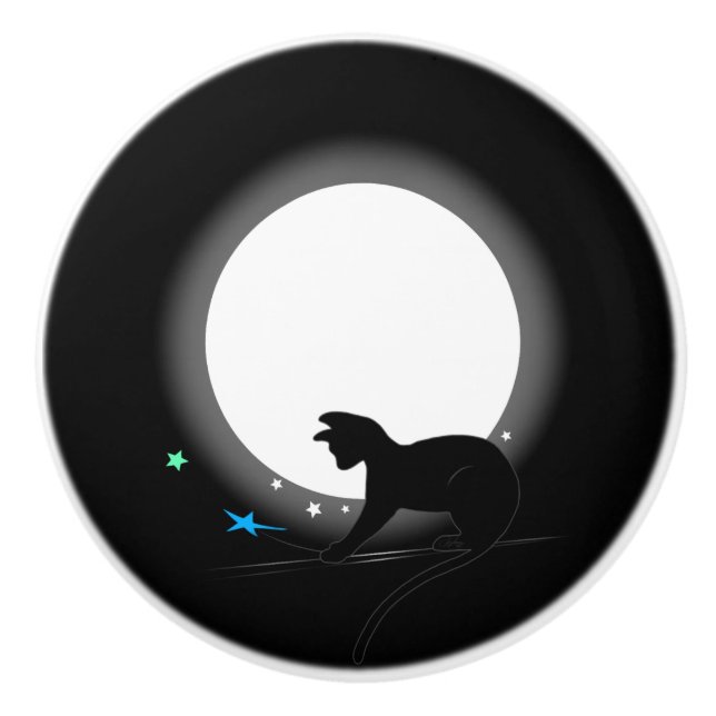 Helt svart katt och stjärnor knopp (Framsidan)