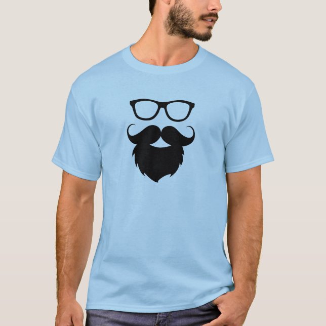 Helt Utvecklad Rolig Skägg Man Tee Shirt (Framsida)