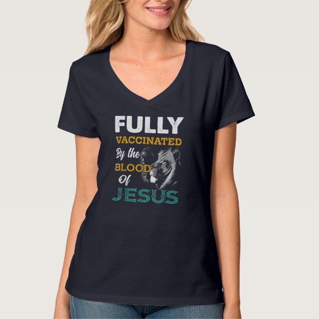 Helt vaccinerad av Jesus Lejona Guds blod T Shirt (Framsida)
