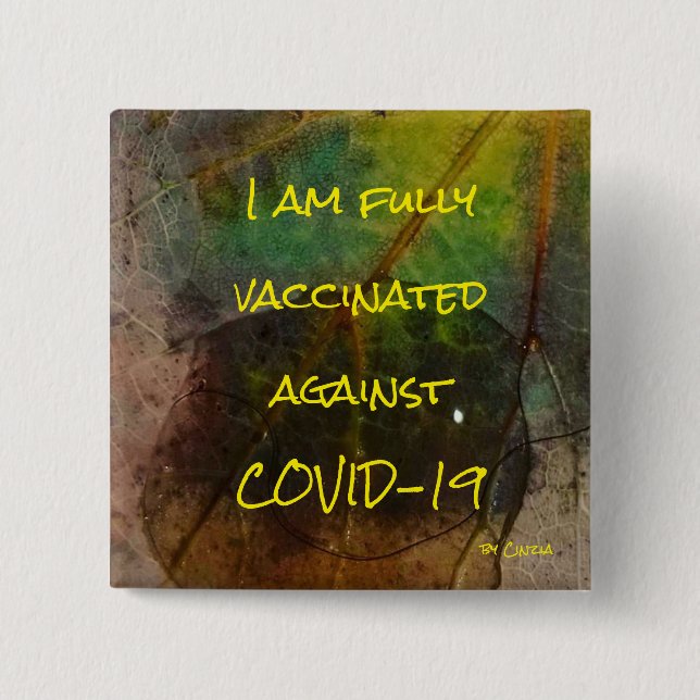 Helt vaccinerad Covid-19 Square-knapp, 2 tum Knapp (Framsida)