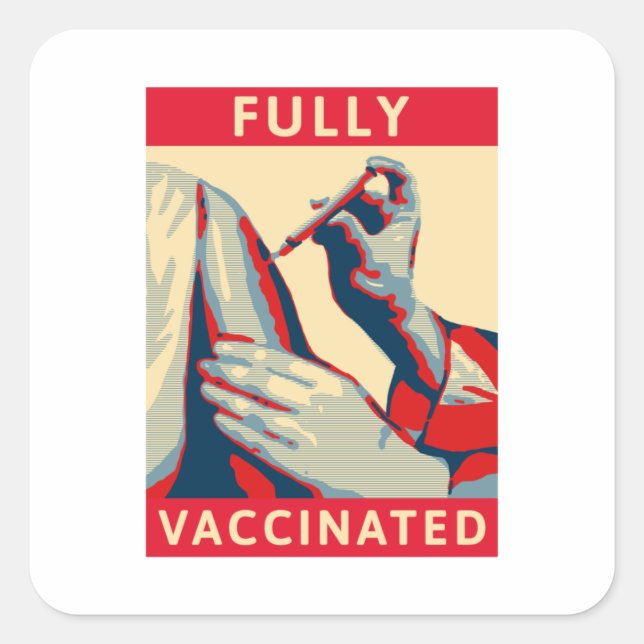 Helt vaccinerad fyrkantigt klistermärke (Framsida)