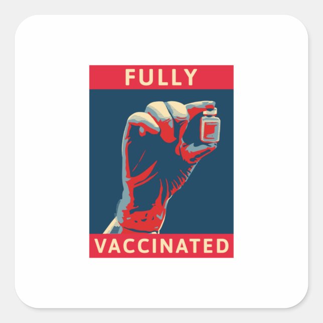 Helt vaccinerad fyrkantigt klistermärke (Framsida)