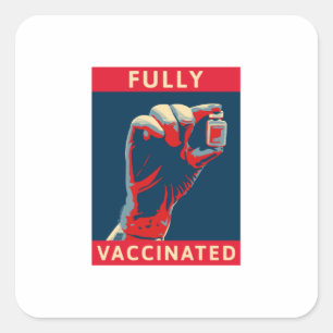 Helt vaccinerad fyrkantigt klistermärke