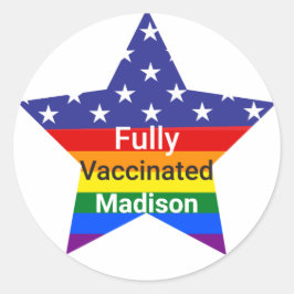 Helt vaccinerad stjärna runt klistermärke