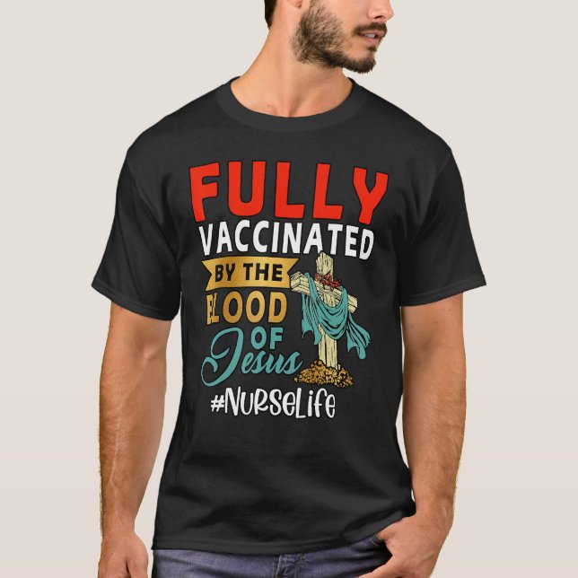 Helt vaccinerat av Jesus sjukhus blod T Shirt (Framsida)