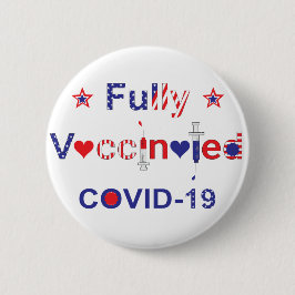 Helt vaccinerat COVID-19 i Stars och stripes Knapp