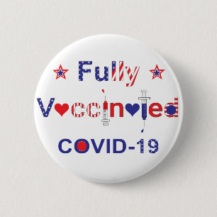 Helt vaccinerat COVID-19 i Stars och stripes Knapp