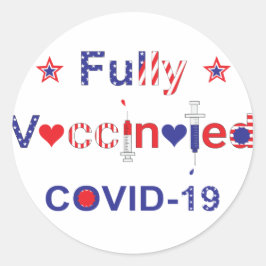 Helt vaccinerat COVID-19 i Stars och stripes Runt Klistermärke