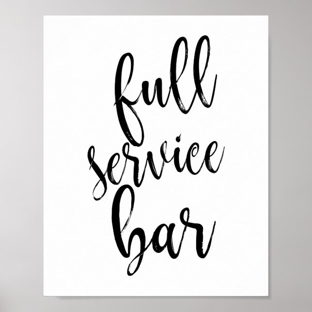 Heltäckande Bar Svart och Vitt 8x10 Bröllopsskylt Poster (Framsidan)