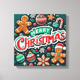 Heltäckande juldesign med Pepparkaksgubbar Canvastryck