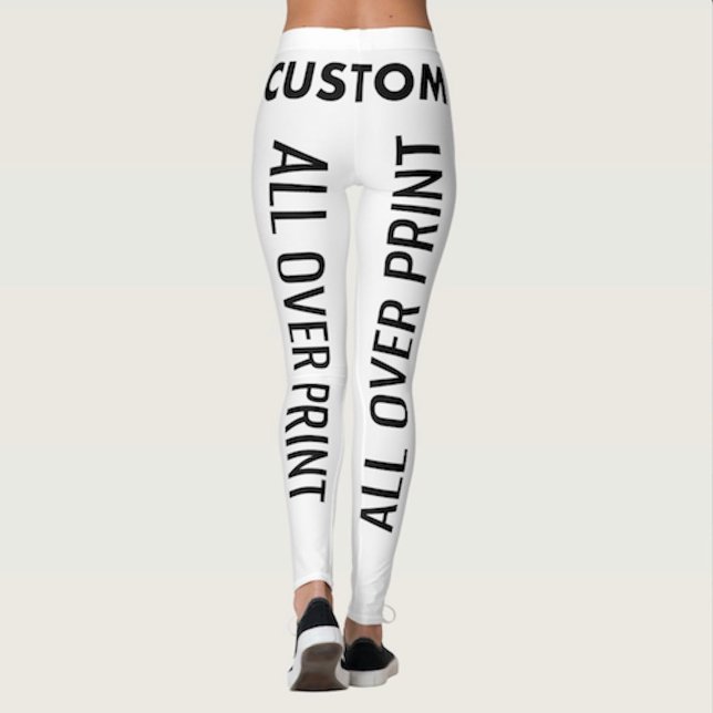 Heltäckande tryckta anpassade leggings (Custom leggings personalized all over print yoga pants back view.)