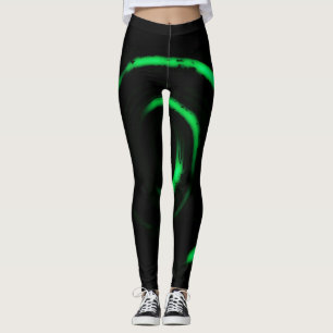 Heltäckande tryckta Leggings med Grön Virvel på Sv