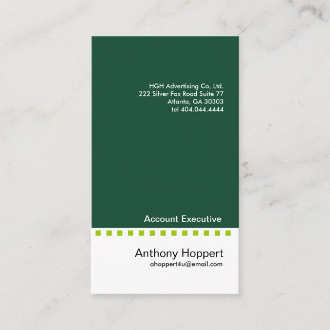 Heltäckandegrönt rusar visitkort 3 (Framsida)