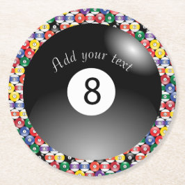 Heltal för Billiard Bassäng Bollar åtta Underlägg Papper Rund