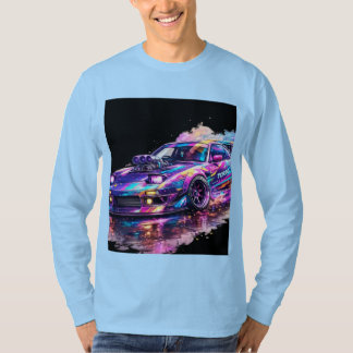 heltärm ljusblå färg med bildesign t shirt