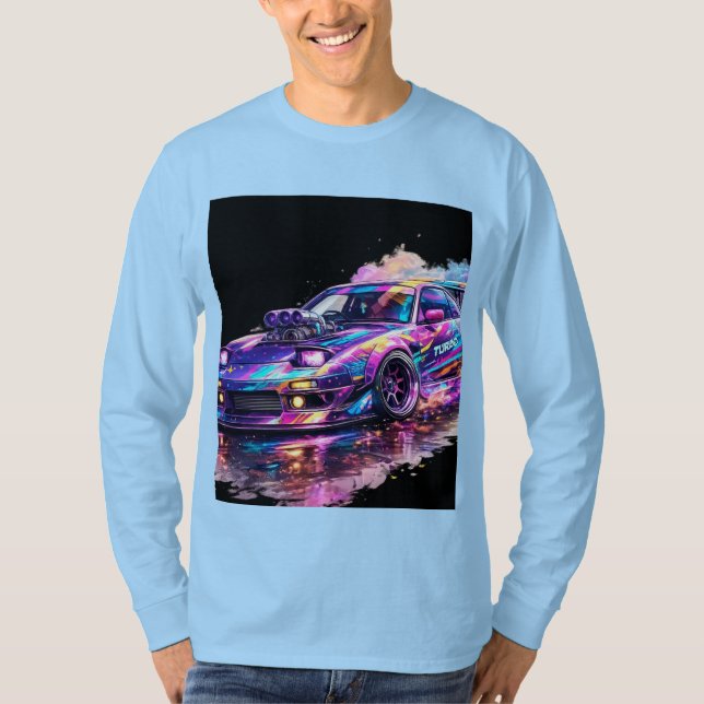 heltärm ljusblå färg med bildesign t shirt (Framsida)