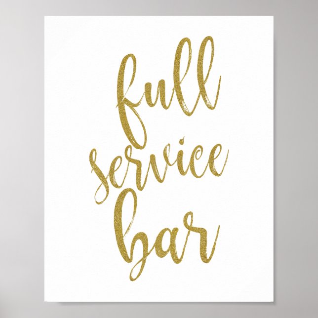 Heltidsbar Glitter 8x10 Bröllopsskylt Poster (Framsidan)